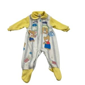 Carter's Vintage Teddy Bear Light Weight Sleeper Button Yellow Small 0-3 Months